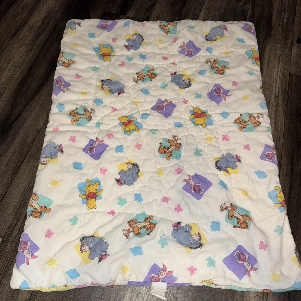 VTG Y2K Winnie the Pooh Comforter Baby Blanket & Receiving Blanket Disney 1994
